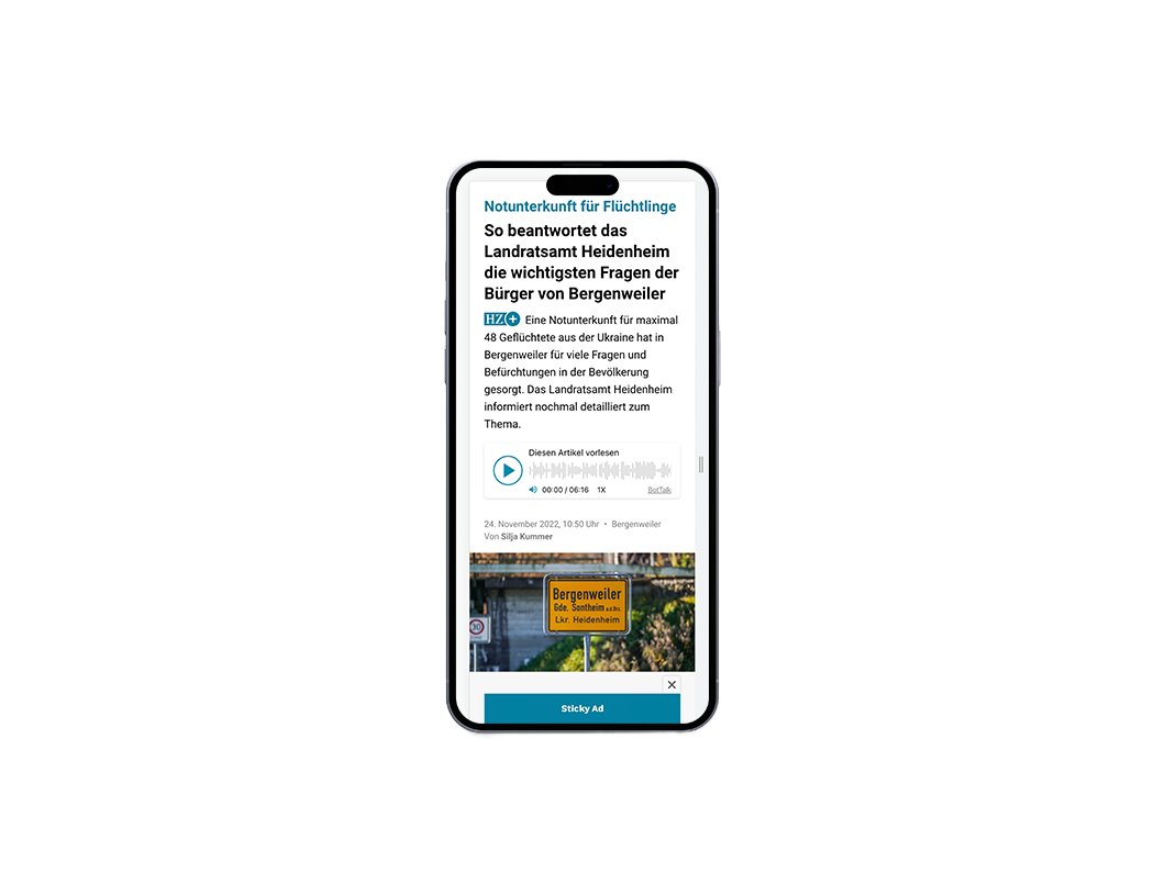 Grafische Ansicht der Sticky Ad