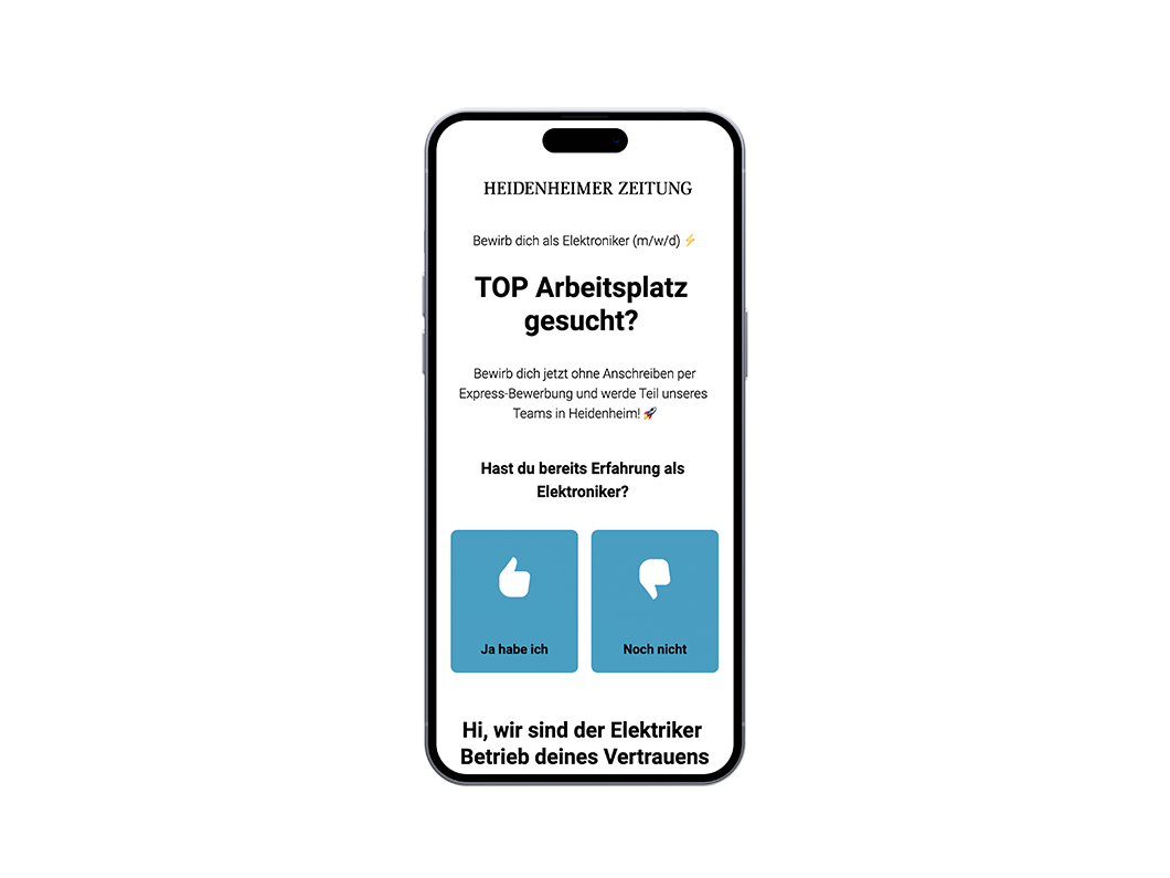 Grafische Ansicht der Landingpage